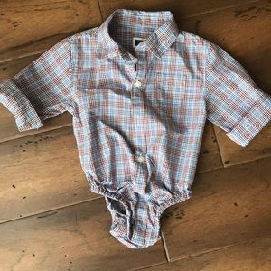 Plaid dress shirt onesie